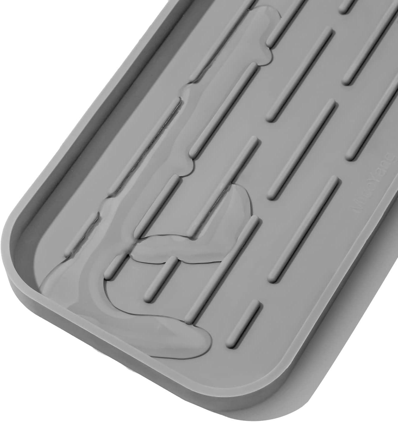 MicoYang Silicone Kitchen Sink Organizer Tray - Eco-Friendly Sponge Holder for Kitchen & Bathroom (Grey, 10"×5.3")