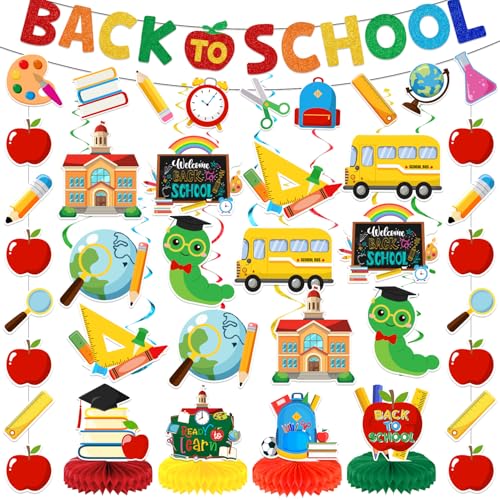 Back to School Decorations Set - Pre-Strung Banner and Party Supplies
