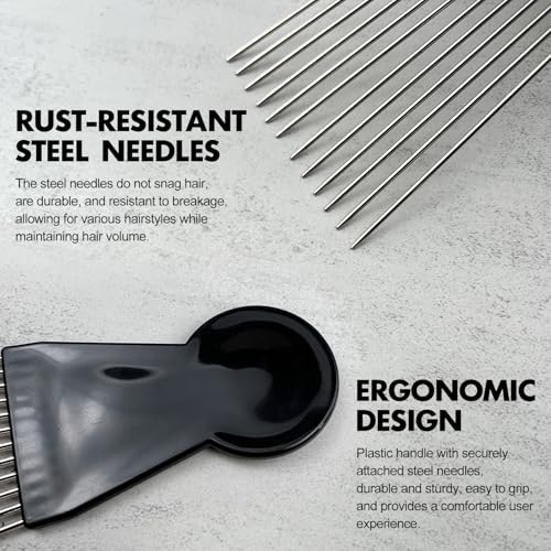 Zoolinn 2PCS Metal Afro Comb Set for Braid Styling and Detangling