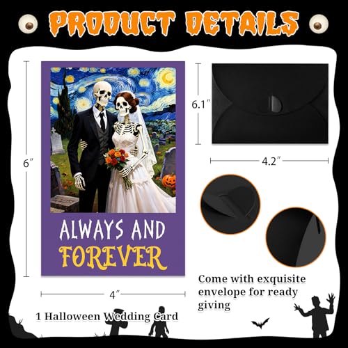 Gothic Halloween Wedding Card - Skeleton Couple Anniversary Card