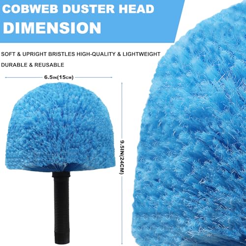 Blue Cobweb Duster Head - Threaded Spider Web Brush Attachment (Type 1)