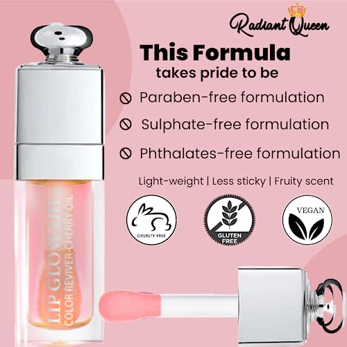 Radiant Queen Hydrating Lip Glow Oil - Watermelon Moisturizing Lip Plumper