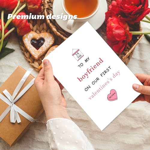 Romantic First Valentine's Day Card for Boyfriend - 8x5.3 inches