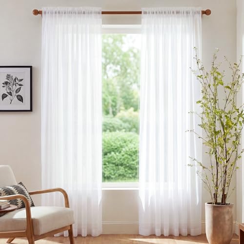 NICETOWN Ivory Sheer Curtains, 42" x 96" - 2 Panels