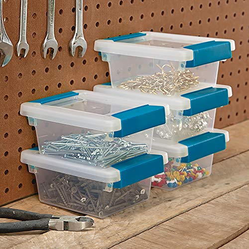 Sterilite Mini Clip Box 6.6x5x2.8in with Blue Latches - Clear Storage