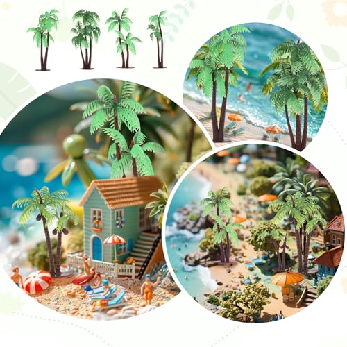 10 Pcs Mini Palm Tree Cake Toppers | Artificial Coconut Trees for DIY Decor
