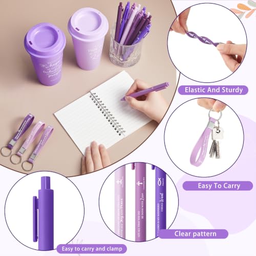 12-Piece Christian Scripture Gift Set with Coffee Cups, Notebooks, Pens & Keychains - Purple Gradient