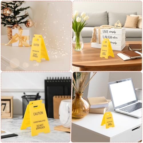 Caution Overstimulated Desk Signs - 2 Pcs Funny Office Decor