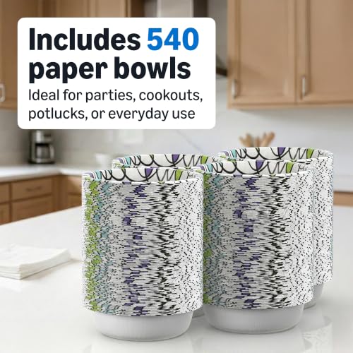 Amazon Basics 20 oz Disposable Paper Bowls, Sturdy Microwave-Safe, 540 Count
