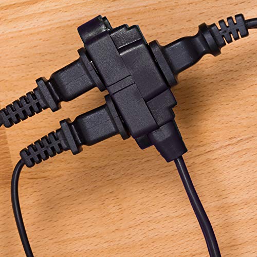 GE 9 Ft Extension Cord, 3-Outlet Power Strip with Twist-to-Close Safety, Black