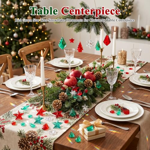 Christmas Vase Filler Acrylic Gems Set - Red & Green 200 Pcs B#