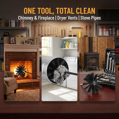 DOITOOL 4 Inch Chimney Brush Head - Flexible Nylon Fireplace Cleaner