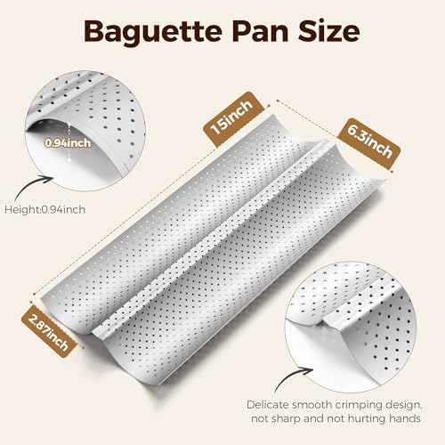 Yupjlia Nonstick Baguette Baking Pan - Perforated French Bread Pan
