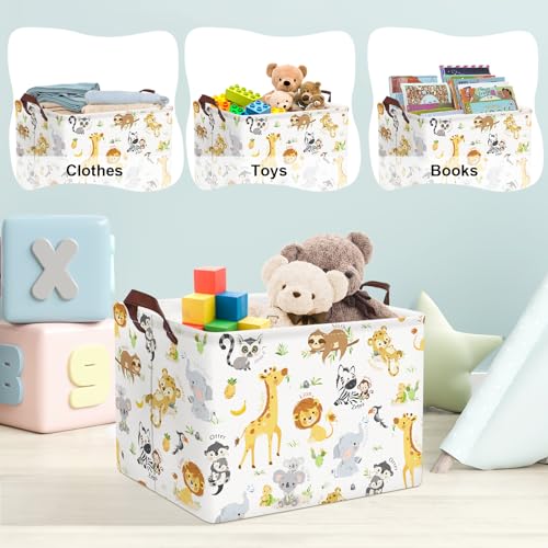 Clastyle Collapsible Jungle Animal Storage Basket for Kids