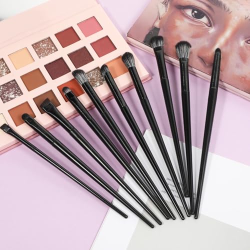 10 Pcs Professional Eye Makeup Brush Set - Synthetic Blending & Eyeliner