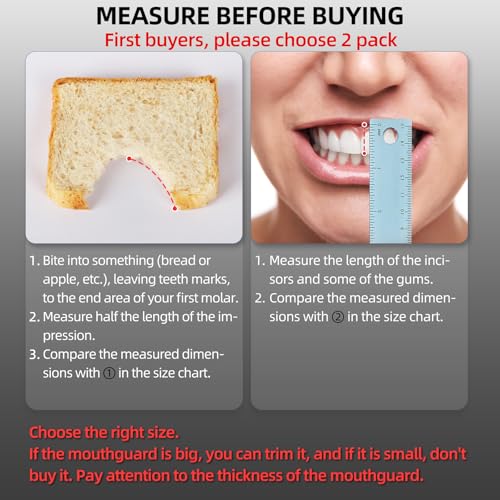 2-Pack Football Mouthguard with Straps and Case, Youth Sports Mouth Guard for Rugby, Hockey, Boxing, MMA, Basketball, Size S