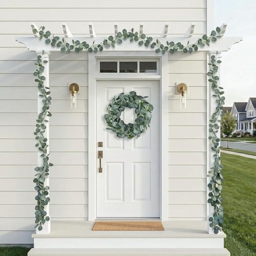 12ft Eucalyptus Garland Set - 2 Pack Faux Silk Vines for Weddings & Decor