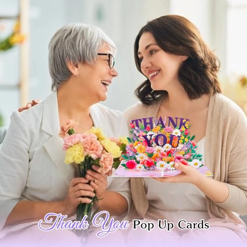 3D Pop Up Thank You Card - Paper Flowers Design (A-Style 1)