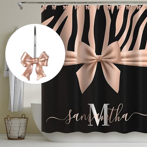 Rose Gold Bow Shower Curtain Hooks Set of 12 | Coquette Bathroom Decor
