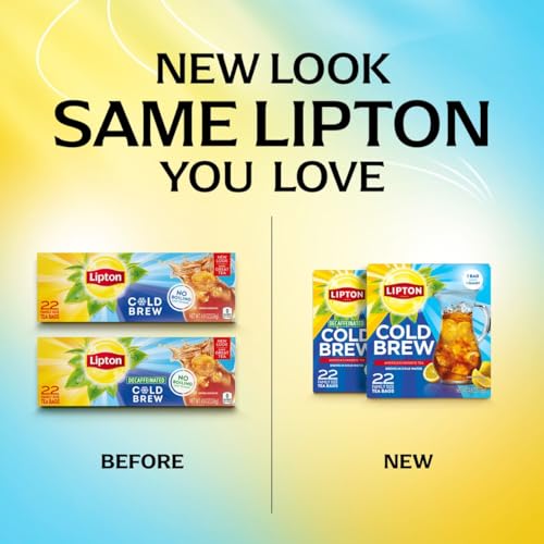 Lipton Cold Brew Black Tea Bags Family Size - 22 Count, No Boiling Needed