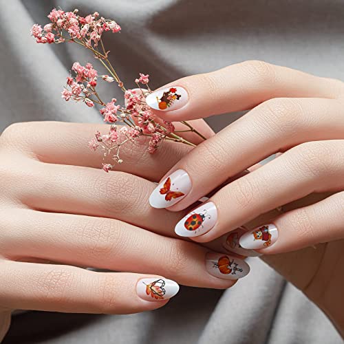 TailaiMei Fall Nail Art Stickers Decals - 24 Sheets Autumn Water Transfers