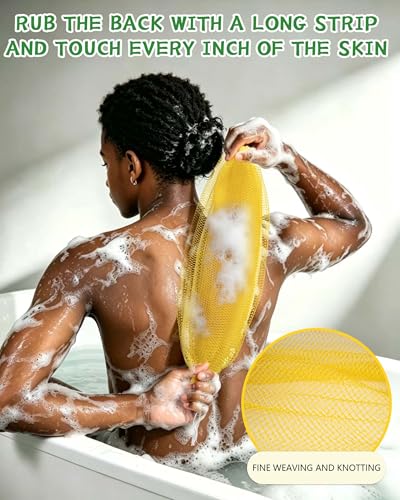 African Net Sponge 2 Pack, Exfoliating Bath Scrubber & Long Back Washer