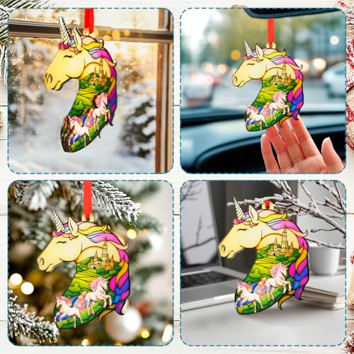 Rainbow Unicorn Ornament - 2-Layer Wood & Acrylic Christmas Decor