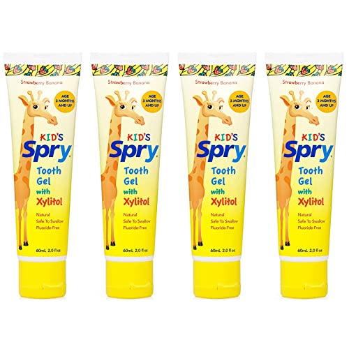 Spry Kids Xylitol Tooth Gel, Strawberry Banana, 2 Fl Oz (Pack of 4)