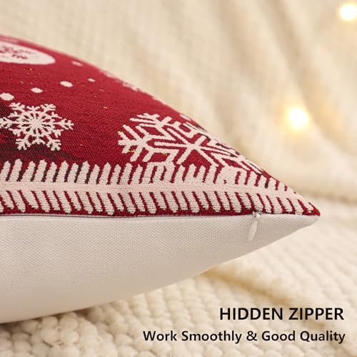 Christmas Throw Pillow Covers 18x18 Set of 2 - Chenille Decor