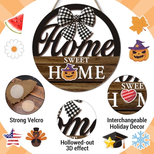 Interchangeable Seasonal Home Sweet Home Sign with 12 Icons