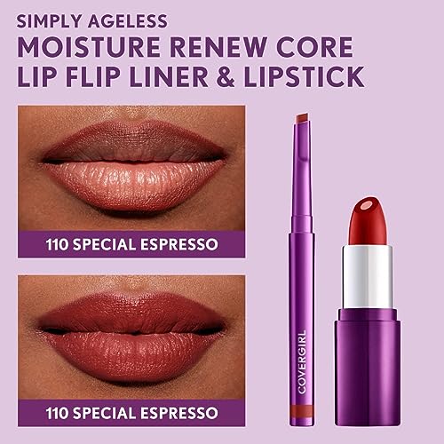COVERGIRL Simply Ageless Lip Flip Liner - Loving Rose, Retractable Lip Liner with Hyaluronic Complex and Vitamin E