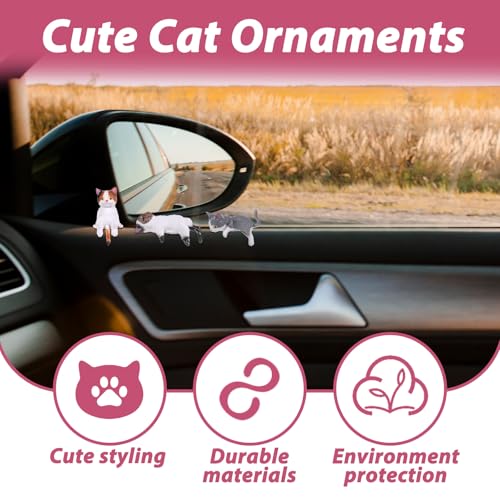 Tucnoeu 5pcs Cute Brown Cat Figurine Set for Computer Monitor & Car Decor