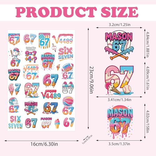 INCOK 67 Ice Cream Drip Temporary Tattoos - 8 Sheets Colorful Baseball Party Favors