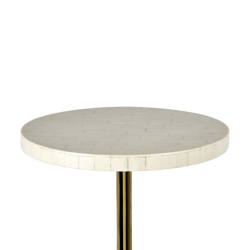 JONATHAN Y END1005A Evelyn 26" Modern Glam Metal/Resin Mosaic Pedestal Drink Table, Cream/Gold for Living Room, Bedroom, Office, Bathroom
