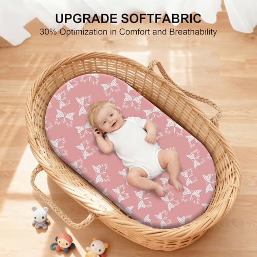 IOCCLH 4-Pack Fitted Bassinet Sheets, Soft Microfiber for Halo & More, Pink