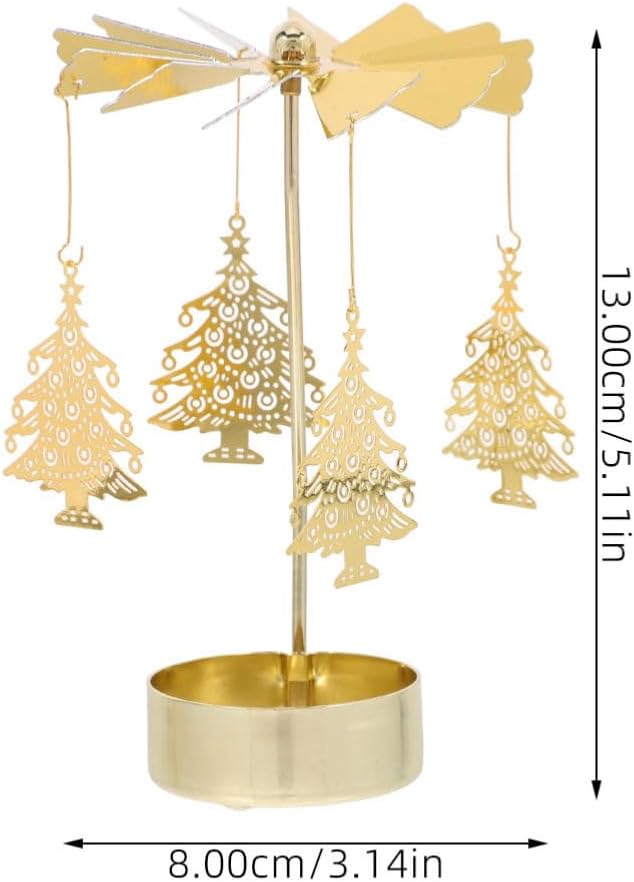 Zerodeko Rotary Candle Holder Set - 3pcs Metal Spinning Windmill Design for Christmas Decor | Festive Centerpieces