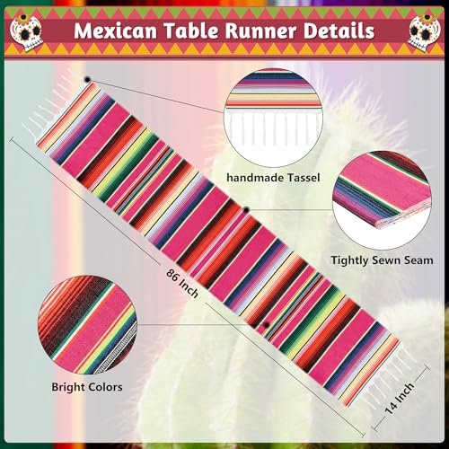 2PCS Mexican Table Runner - 14x86in Boho Día de los Muertos Decor