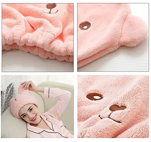 Kids Hair Drying Cap with Ears - Absorbent Microfiber Turban for Shower & Spa