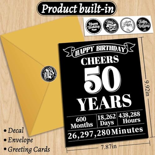 50th Birthday Card - Vintage Retro Design for Him & Her