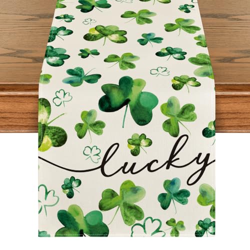 Lucky Shamrock Table Runner for St. Patrick's Day Decor - Green 13 x 72 Inches