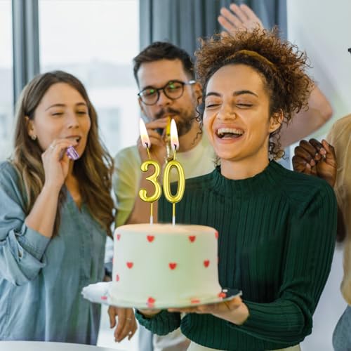 Gold Number 90 Birthday Candle - Anniversary Cake Topper Decoration