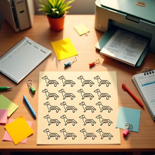 Gold Dachshund Paper Clips - Cute Dog Shaped Planner Bookmarks, 20 Pack