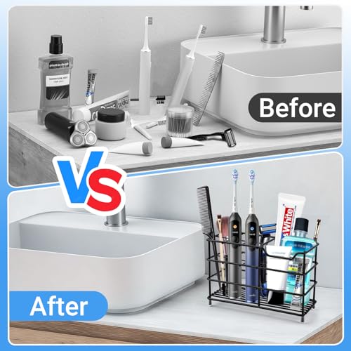 Stainless Steel Bathroom Toothbrush Holder with 4 Slots - Rustproof Organizer for Kids & Adults