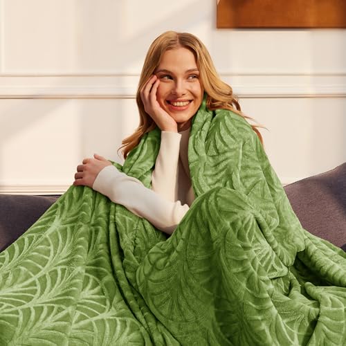 Soft Flannel Fleece Throw Blanket - Olive Green 50"x60"