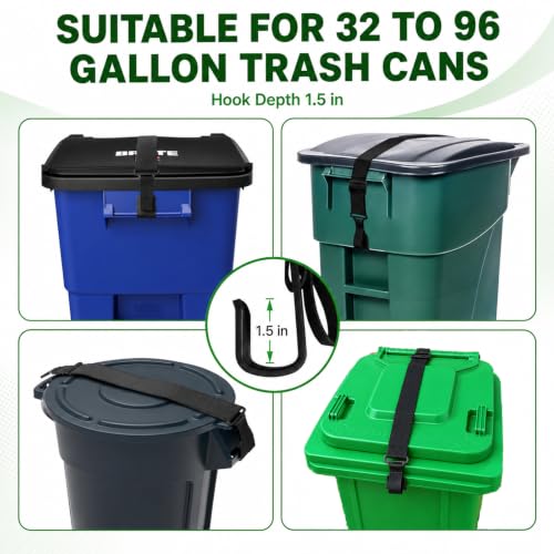 Adjustable Bear Proof Trash Can Lock Strap for 28-96 Gallon Bins