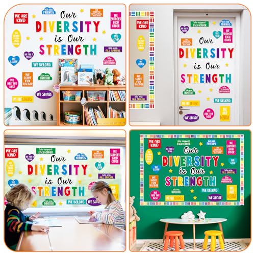 Colorful Our Diversity is Our Strength Classroom Bulletin Board Set