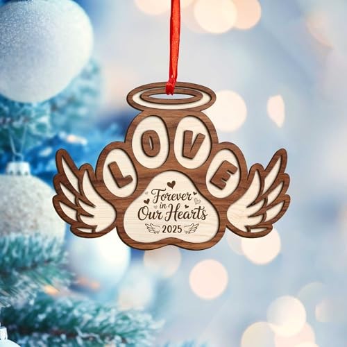 Pet Memorial Ornament 2025 – Wooden & Acrylic Paw Print Keepsake