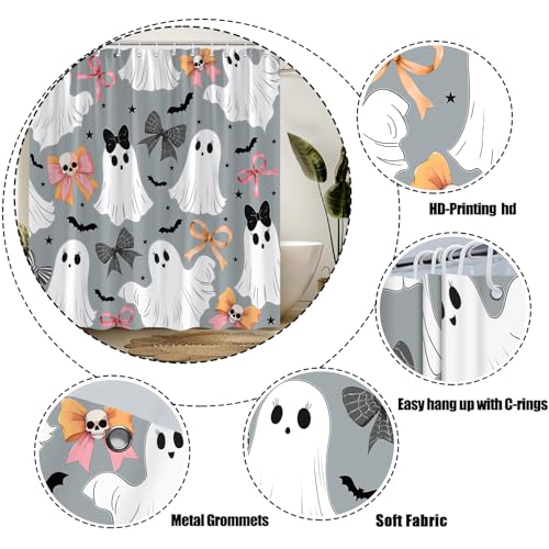 Halloween Ghost Shower Curtain - 70x70 Inch Polyester Design