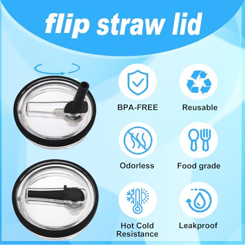 2 Pics 40oz Tumbler Flip Straw Lid For Stanley Quencher H2.0,Leak Proof Cup Top Lids Replacement Reusable Spill Proof No Spill Tumbler Straw Cover for Stanley Cup Accessories(2-pack-white)