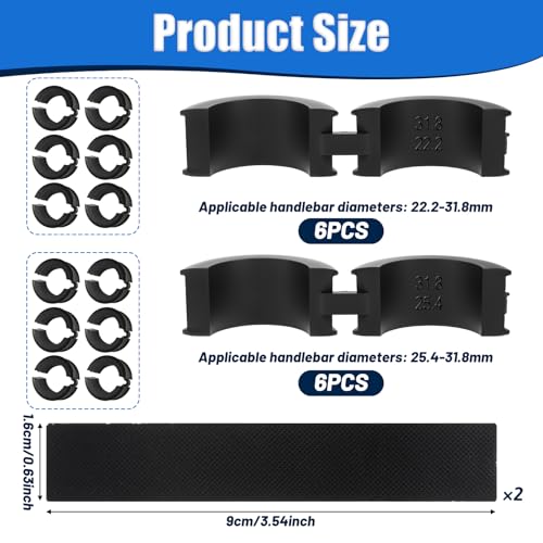 12 Pcs Bicycle Handlebar Rubber Gasket Fits 22.2/25.4 To 31.8 mm und 2 Rubber DIY Gasket, Anti-Vibration Anti-Slip Handlebar Stem Shim Spacer Adapters Bike Stem Spacers for Mountain Road Bikes